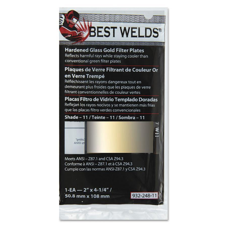 Best Welds Hardened Glass Gold Filter Plates 2" X 4 1/4"
