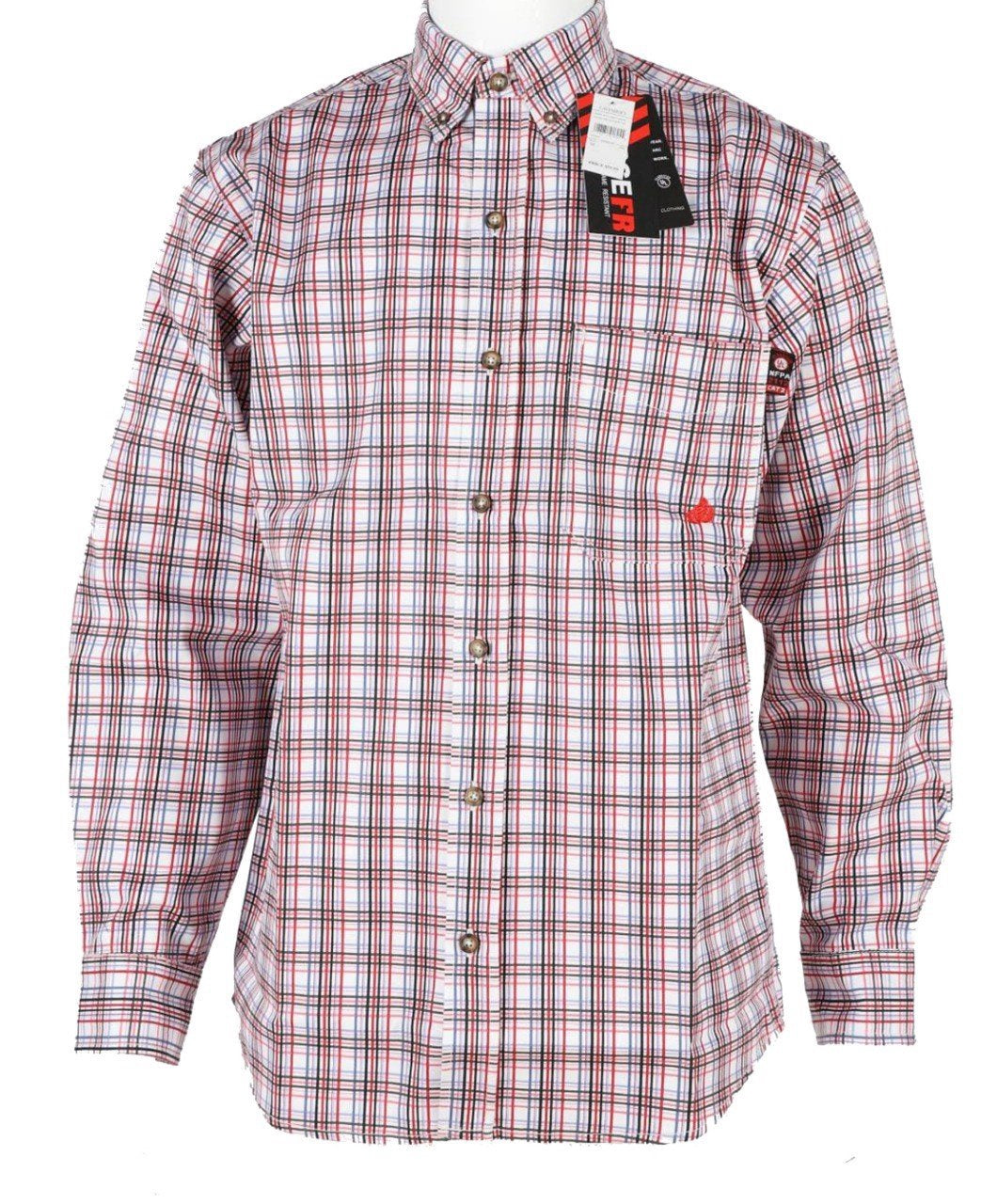 Forge FR Red Plaid Button Down Work Shirt