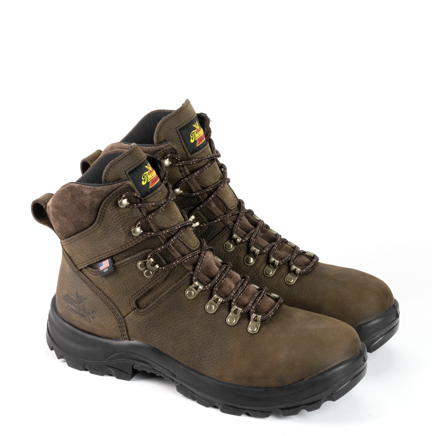 thorogood tobacco boots 8" Safety Toe - Plain Toe Wedge Breathable leather and textile lining for comfort Thorogood Boots Mens American Made