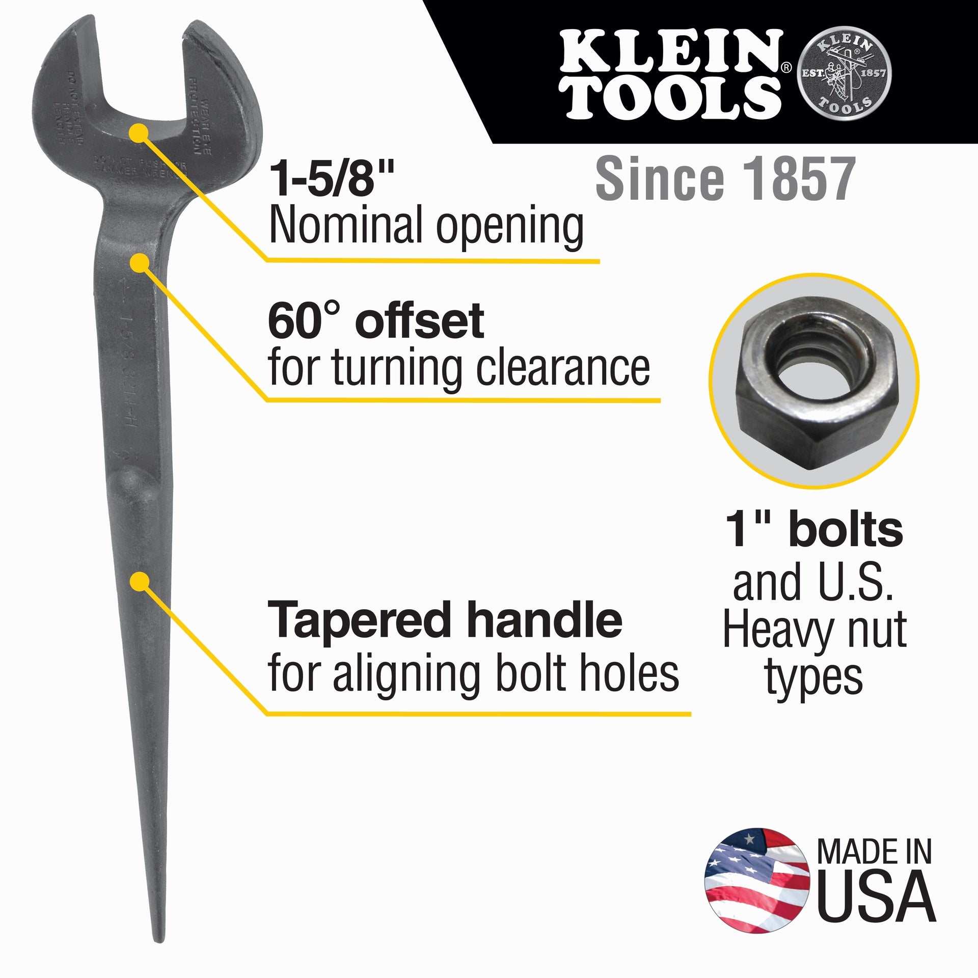 Klein Erection Wrench For 1 Hard Bolts #3214