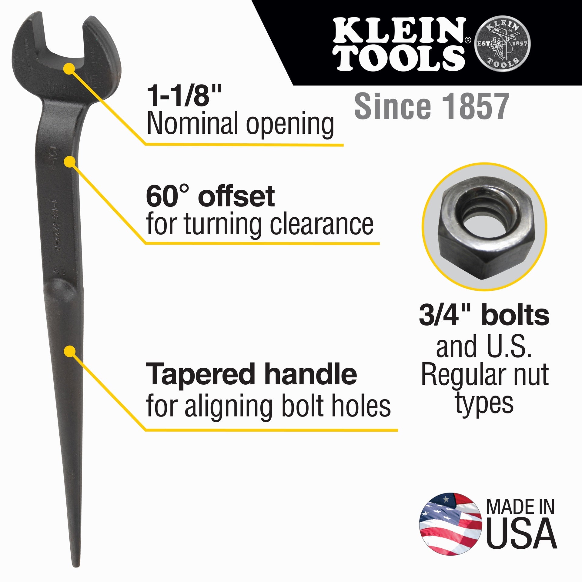 Klein Erection Wrench For 3/4 Soft(A302) Bolts #3222
