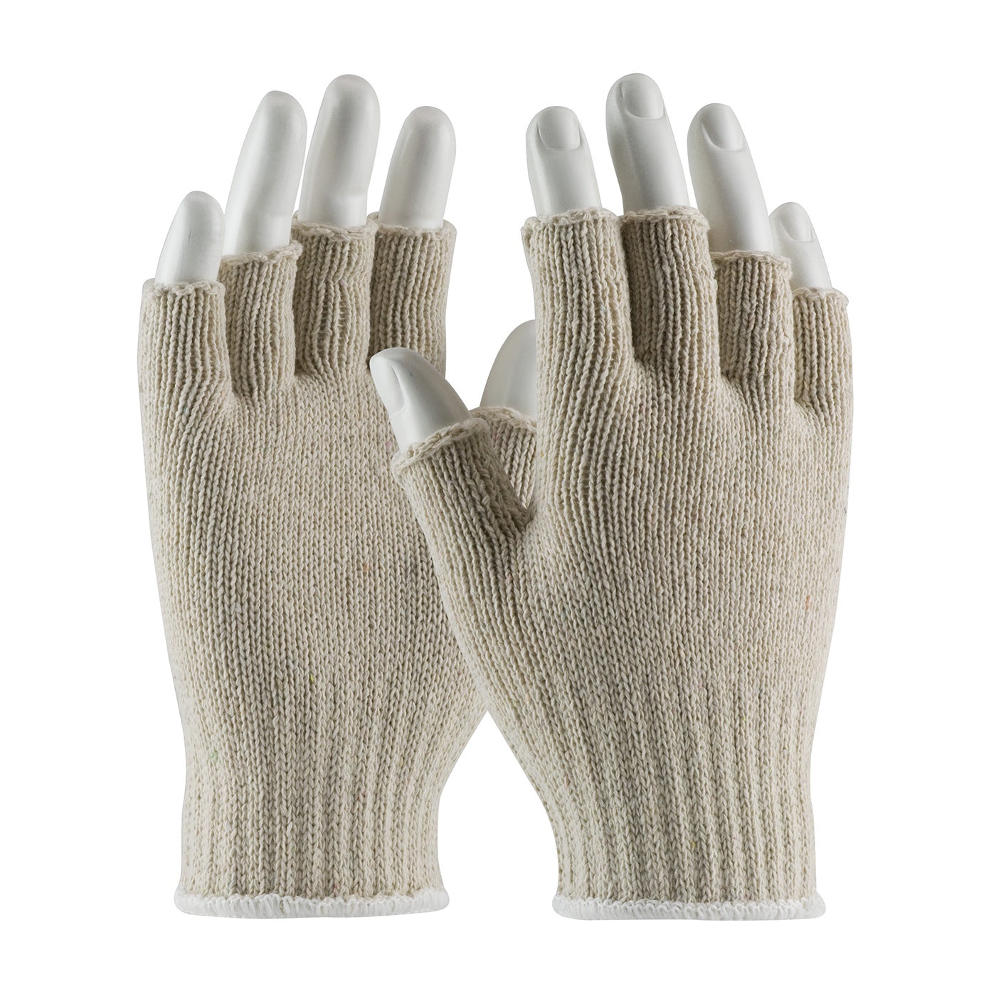 PIP Medium Weight Seamless Knit Cotton/Polyester Glove - Natural with Half-Finger  #35-C119