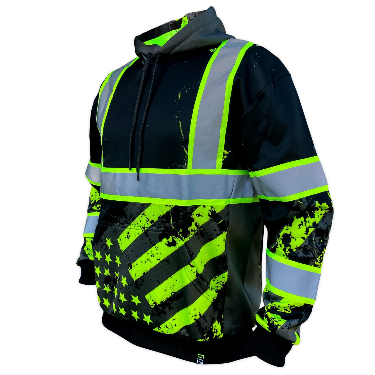 SafetyShirtz Stealth American Grit Black Type-O Reflective Safety Hoodie