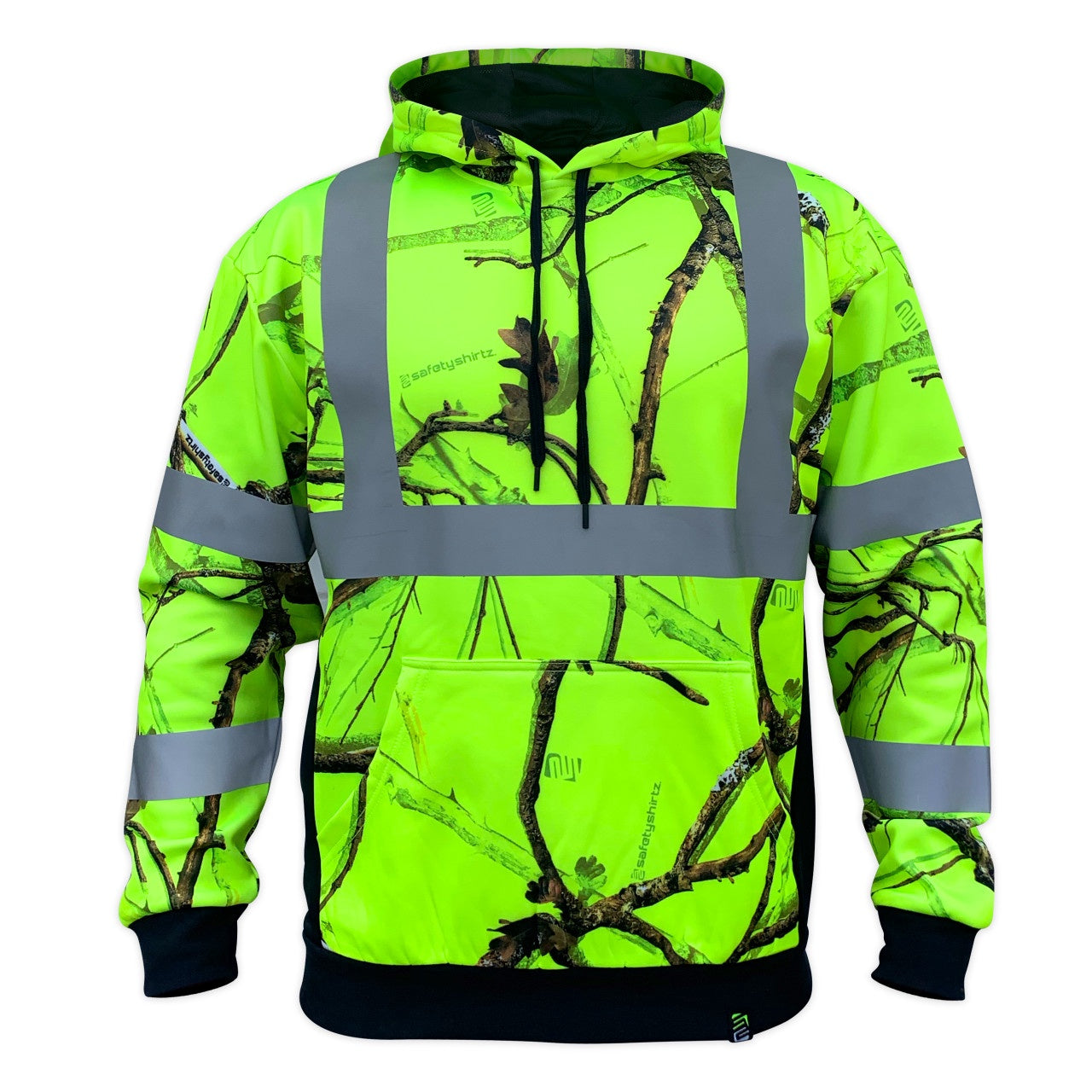 SafetyShirtz SS360° Backwoods Camo Yellow (Safety Green) Class 3 Type-R Reflective Safety Hoodie