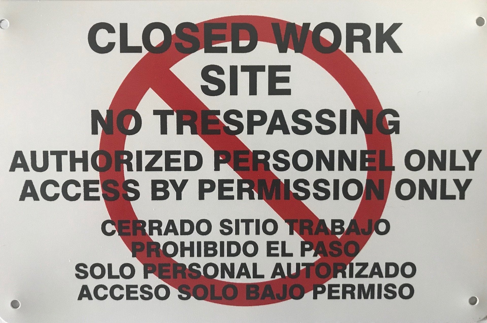 Aluminum Closed Work Site Signs