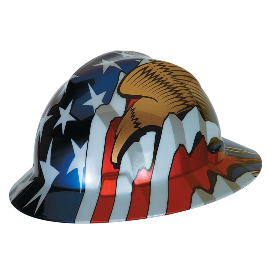 MSA V-gard Full Brim With USA Flag and Eagles #10071159