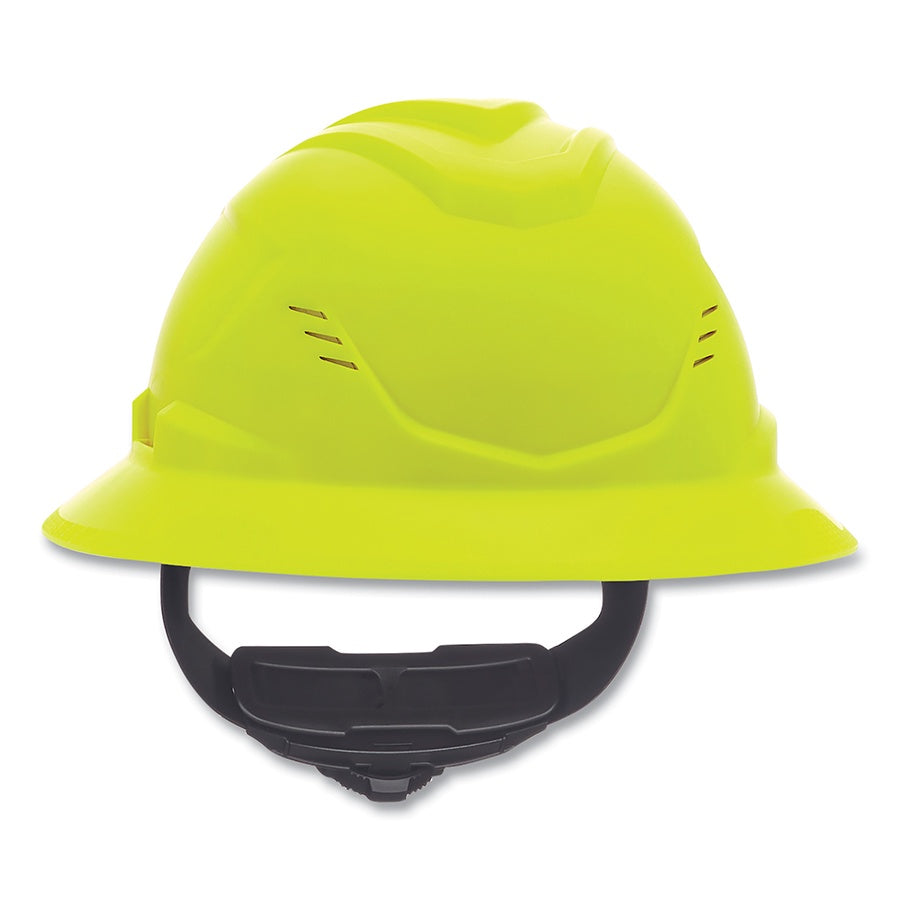 MSA VGard C1 Hard Hat, Fas-Trac III 4 Point Ratchet, Vented, Hi-Viz Yellow Green