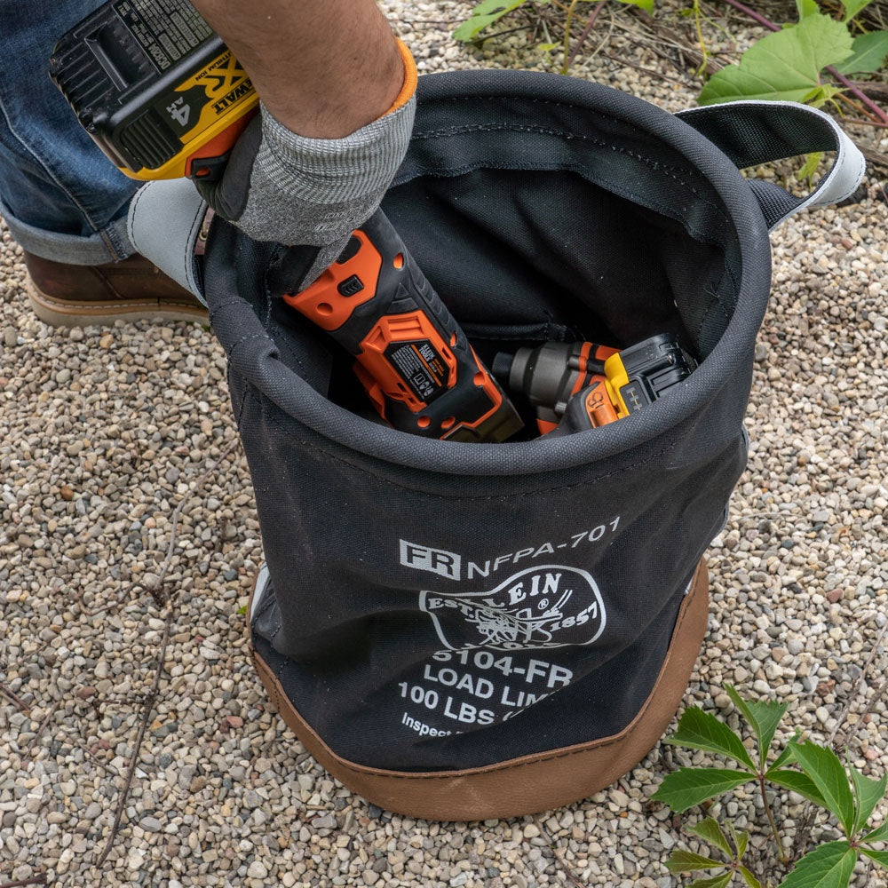 Klein Tools Canvas Bucket, Flame-Resistant, 12-Inch 5104FR
