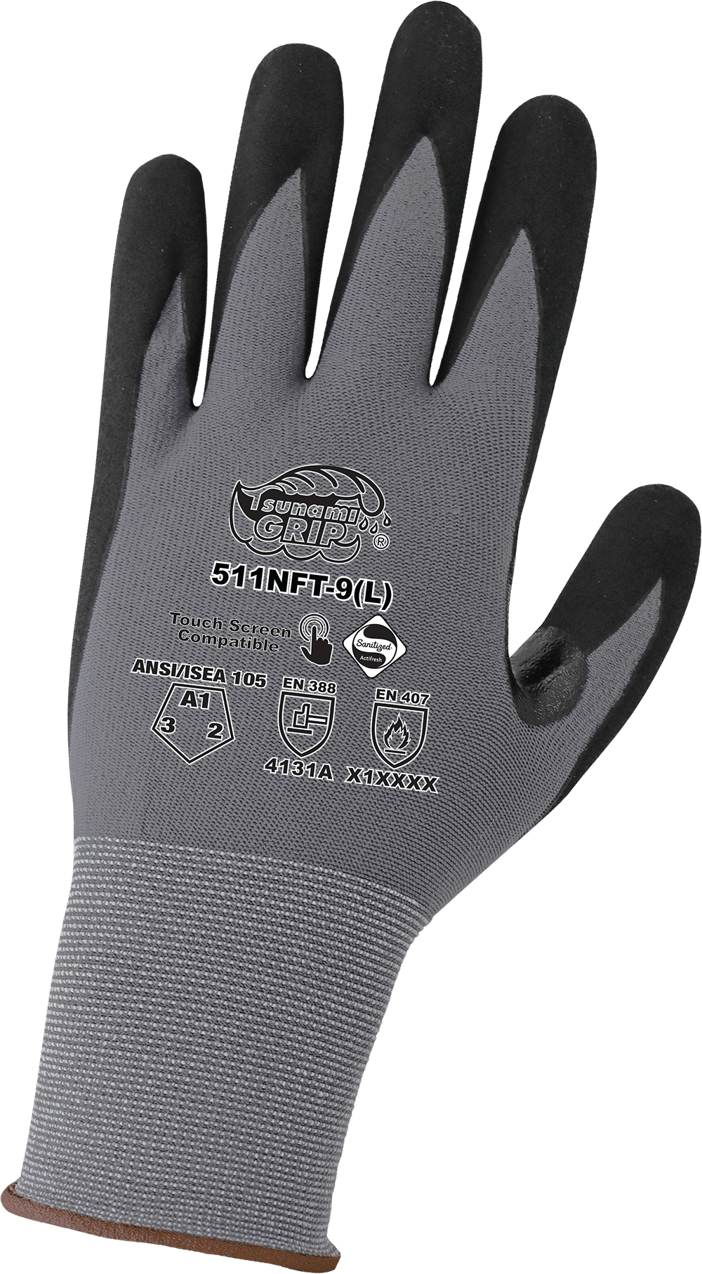 GGS Tsunami Grip General Purpose Touch Screen Gloves Coated with New Foam Technology Nitrile - 511NFT