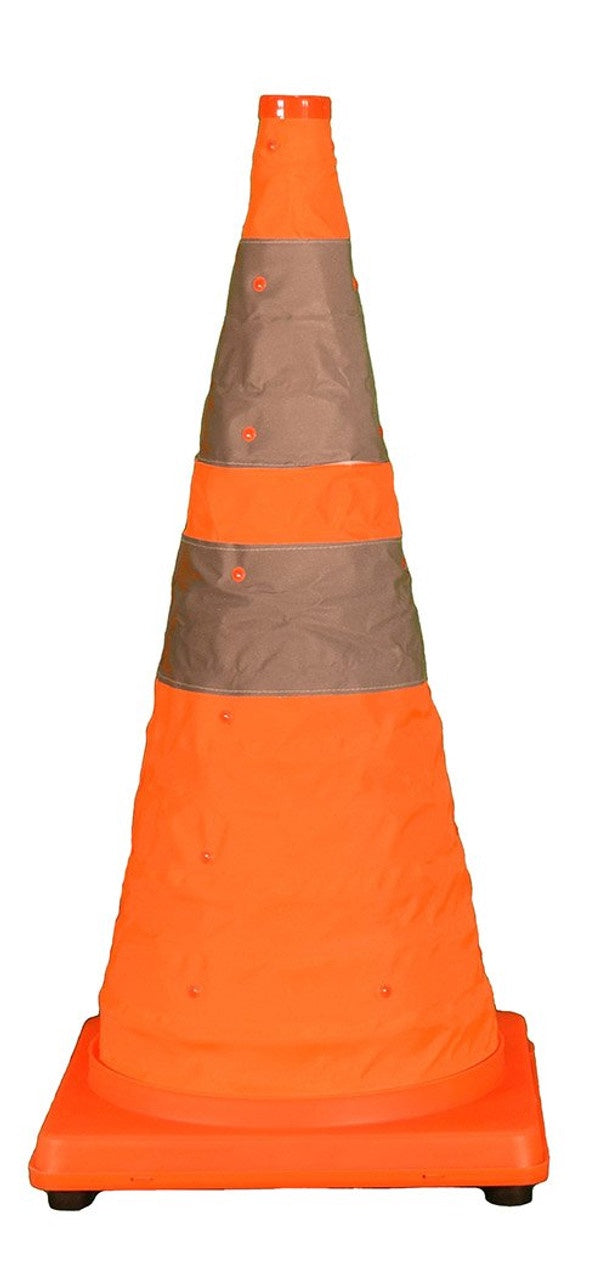 Cortina 03-501-04 Pack N Pop Orange Cone with Reflective Collar and LEDs (28") (1/Pack)