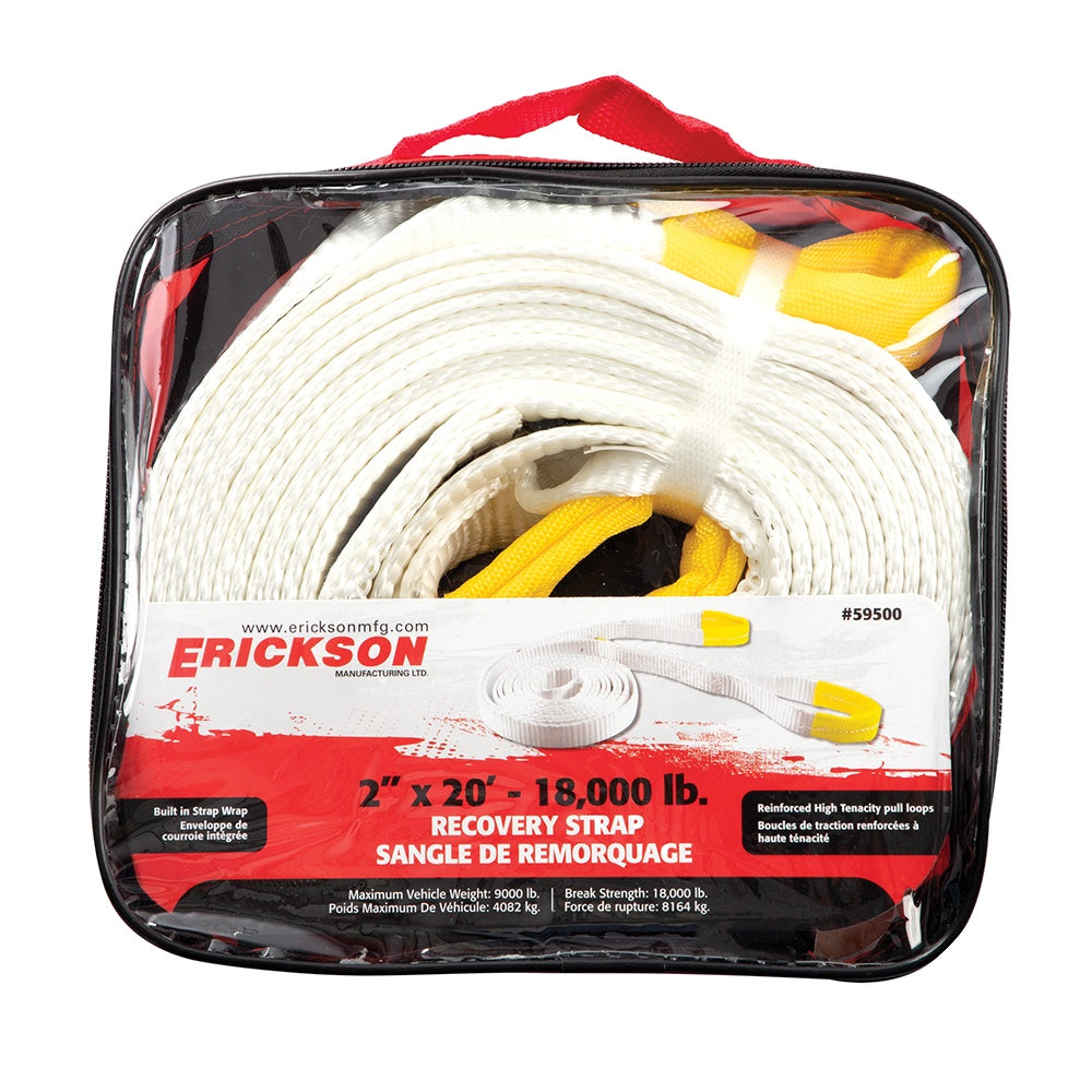 Erickson 2 x 2018,000 lb. (Breaking Strength) 9000 lb. (Maximum Vehicle Weight) Recovery Strap