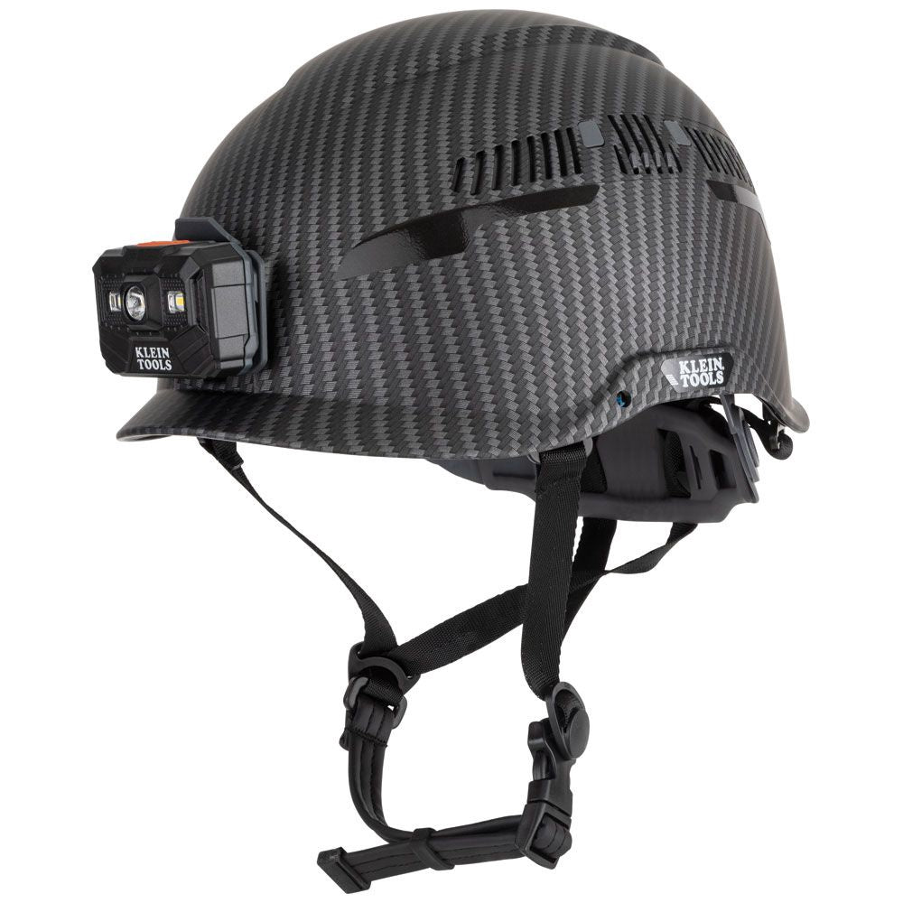 Klein Safety Helmet, Premium KARBN™ Pattern, Vented, Class C, Headlamp #60517