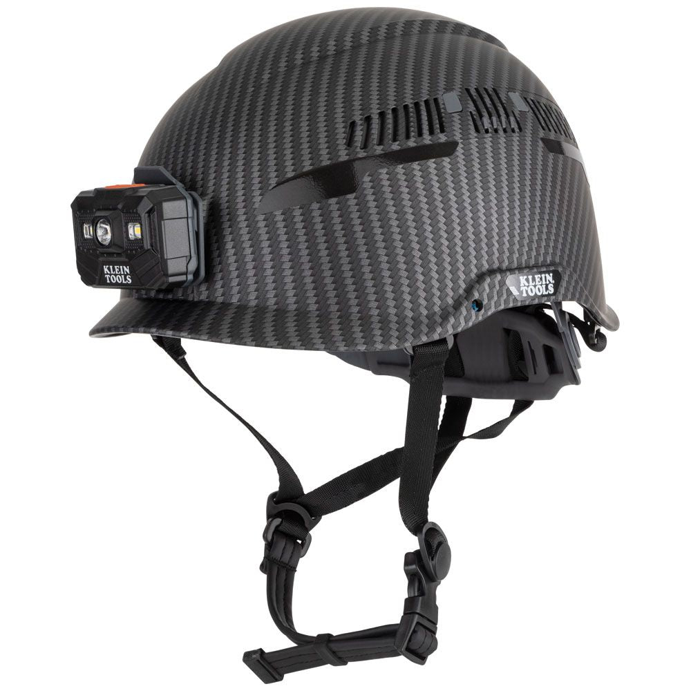 Klein Safety Helmet, Premium KARBN™ Pattern, Vented, Class C, Headlamp #60517