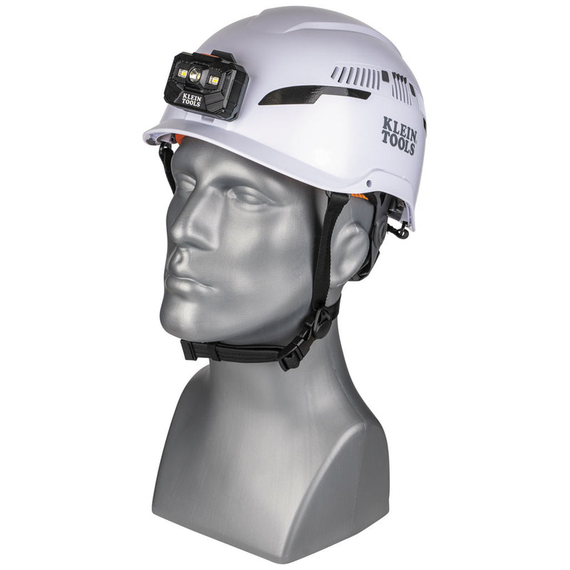 Klein  Safety Helmet, Type-2, Vented Class C, with Rechargeable Headlamp - HardHatGear