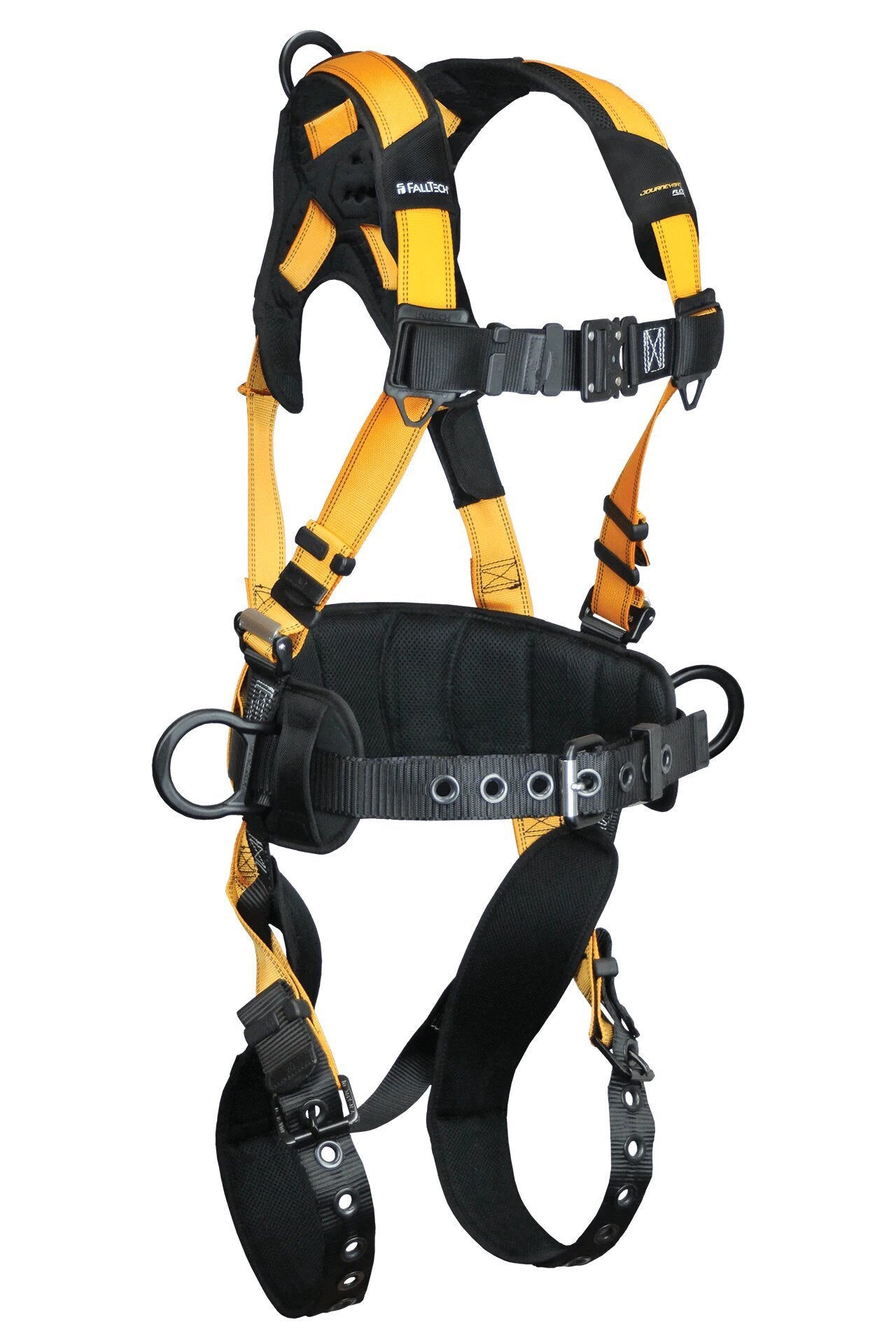 FallTech Journeyman Flex® Aluminum 3D Construction Belted Full Body Harness, Tongue Buckle Leg Adjustment #7035B
