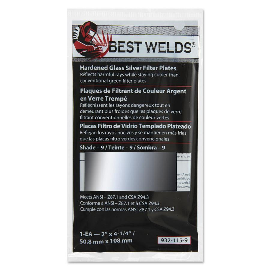 Best Welds Hardened Glass Silver Filter Plates 2" X 4 1/4"
