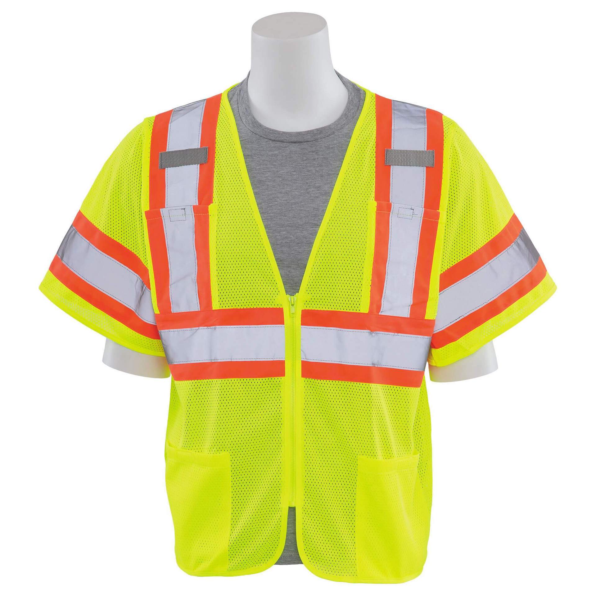 ERB S683P Type R Class 3 Mesh Two-Tone Safety Vest with Zipper - Yellow/Lime- Discontinued