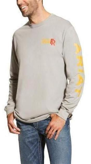 Ariat FR Logo Crew Long Sleeve Silver Fox #10019055-Discontinued