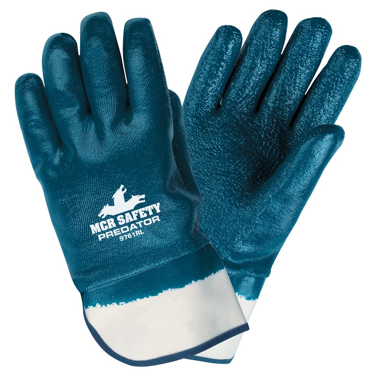 Memphis Predator Nitrile Coated Gloves Extra Rough Finish, Fully Coated, Large, Blue, Dozen #9761R