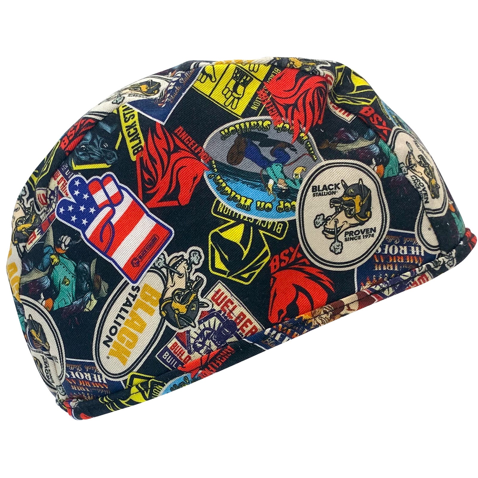 Black Stallion Exclusive “Sticker Collage” Cotton Welding Beanie #BC5B-SC