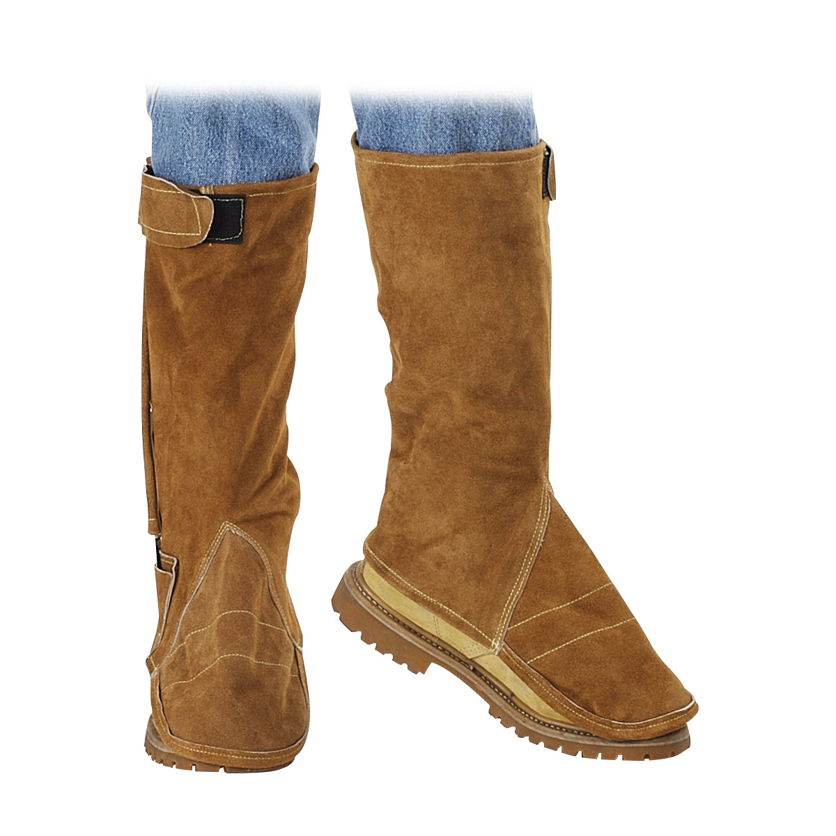 Black Stallion Split Cowhide Leggings with Metal Side Bar Support