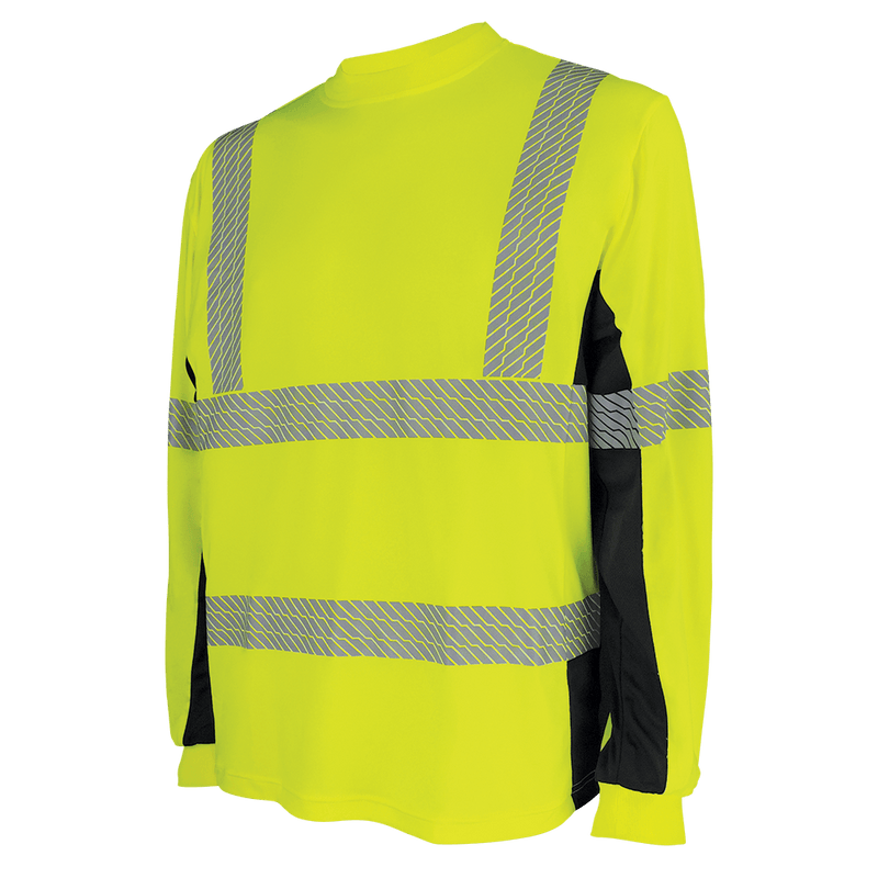 FrogWear® HV Premium Athletic High-Visibility Long-Sleeved Shirt with Breathable Black Mesh - GLO-225LS - HardHatGear