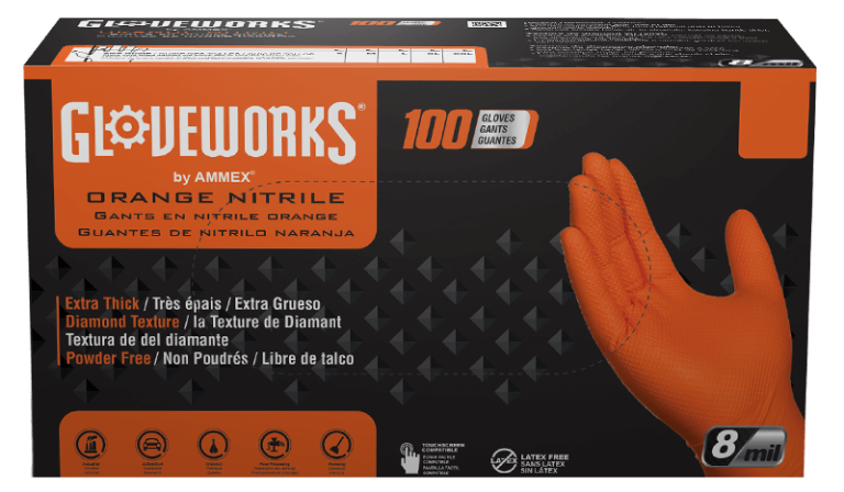Gloveworks Disposable Nitrile Gloves- Box of 100 - HardHatGear