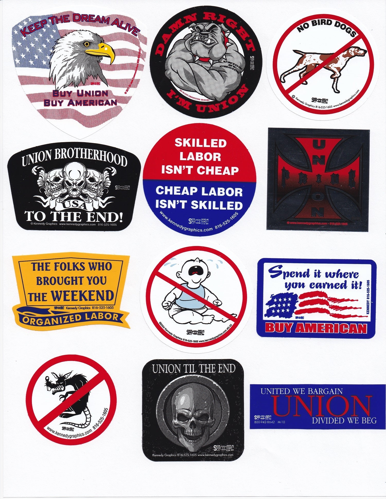 Union Hard Hat Sticker Mix 6 - Best Sellers Pack