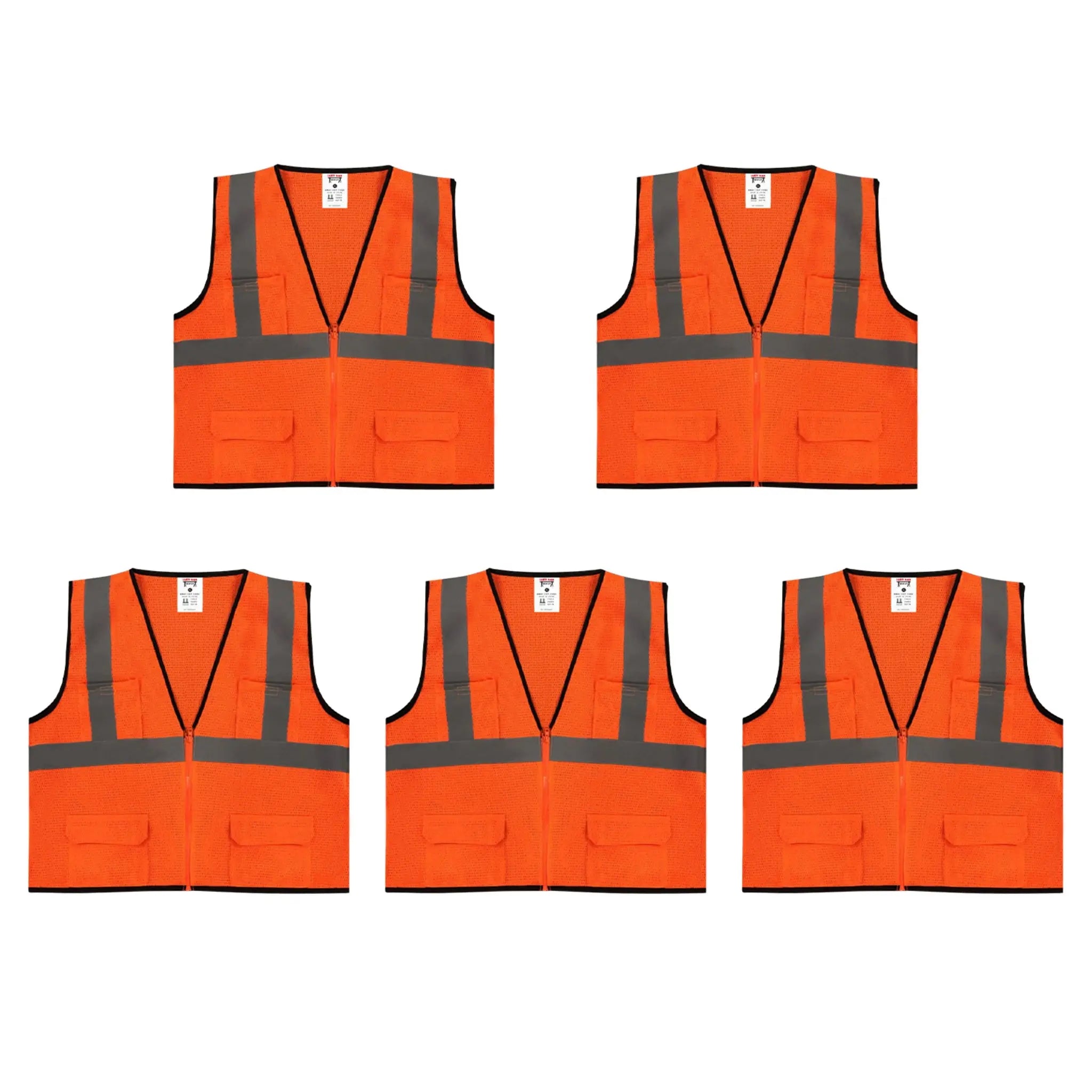 Safety Main 05EAMO Economy Vest, Class 2, All Mesh, Hi-Vis Orange, Pack of 5
