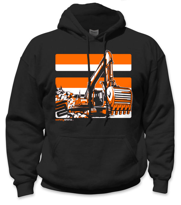 SafetyShirtz - Excavator Safety Hoodie - Orange/Black - HardHatGear