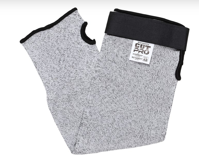 MCR Safety Cut Pro® Sleeve 13-Gauge HyperMax® Salt and Pepper Adjustable Hook and Loop Bicep 18 Inch Length, Thumb Slot