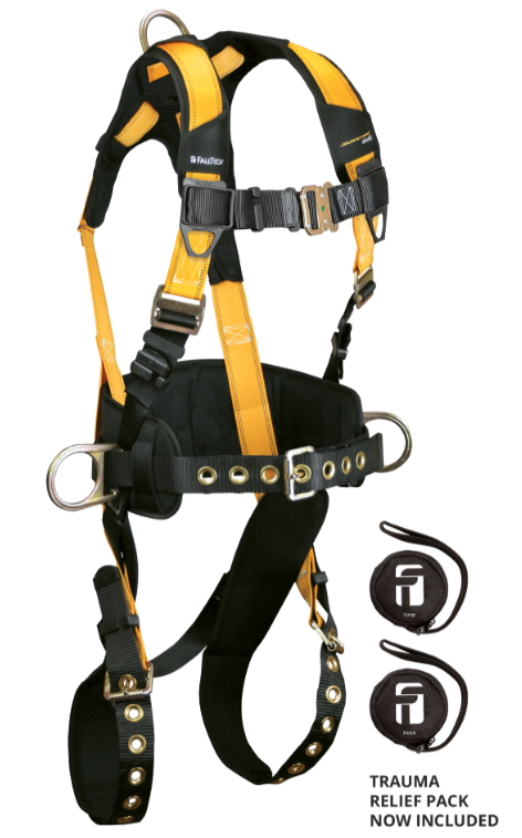 Falltech Journeyman Flex® Steel 3D Construction Belted Full Body Harness, Tongue Buckle Leg Adjustment #7035