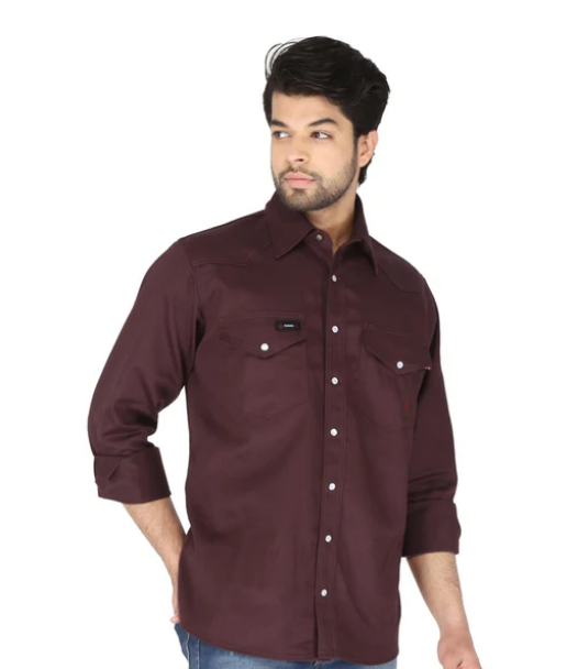 Forge FR Snap Front Burgandy Work Shirt