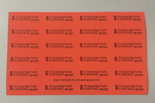 This Payment Made Possible By UNION WAGES Envelope Stickers 3-Pack #T-PRC