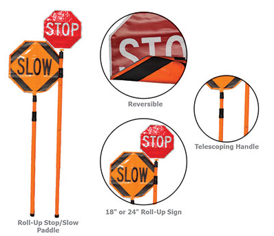 Cortina 24" Reflective Foldable Stop/Slow Paddle with Extention and Storage Bag (24")