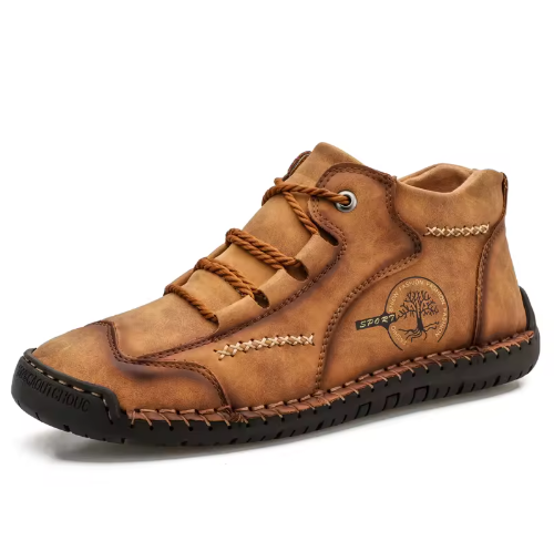 Men’s Leather Lace-Up Chukka Work Boots – Mid-Top Outdoor Hiking Shoes