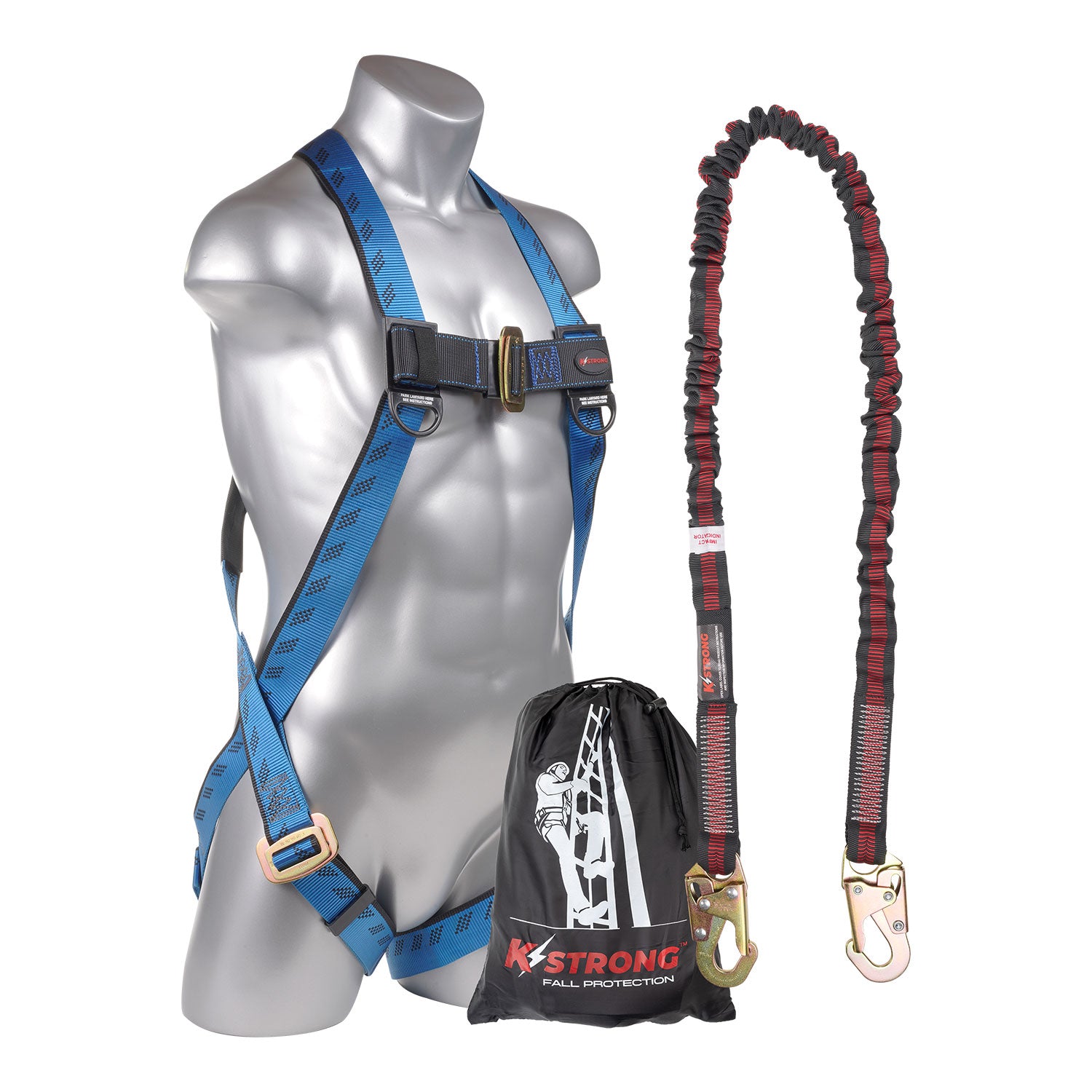 KStrong® Kapture™ Essential 3-Point Full Body Harness with 6′ Internal SAL with snap hooks, S-L (ANSI) / L-XL