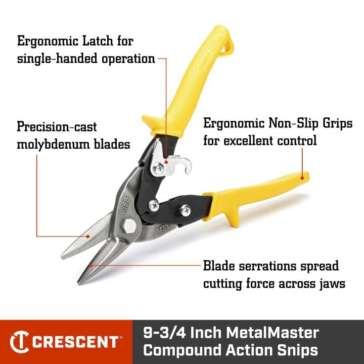 Wiss 9-3/4" MetalMaster® Compound Action Straight, Left and Right Cut Snips