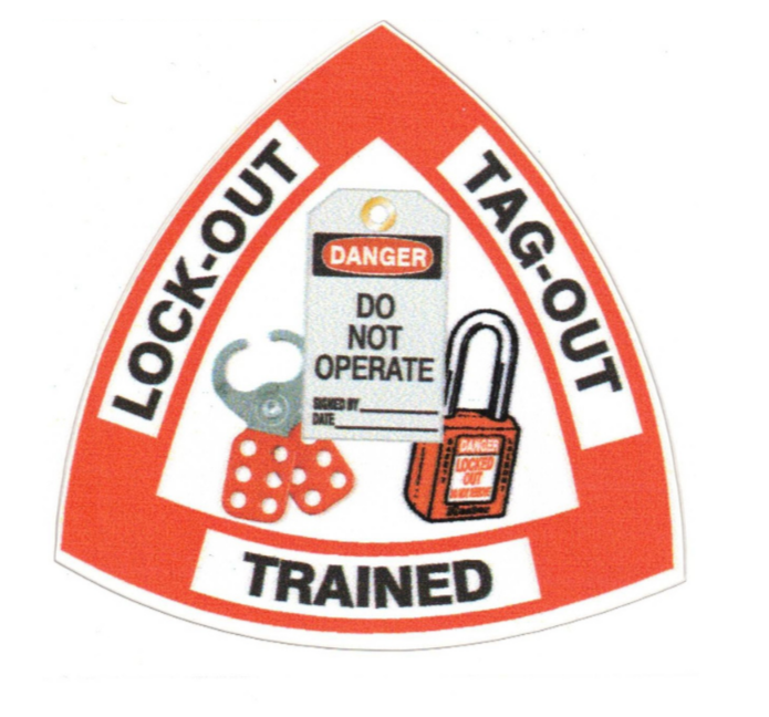 Glossy Vinyl Hard Hat Sticker - LOTO Lock Out Tag Out, 75mm, High Quality For Tradies