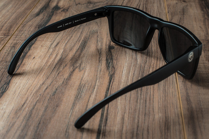 Heat Wave Vise Z87 Safety Glasses: Black Frame/Black Lens - HardHatGear