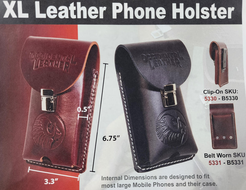 Occidental Leather XL Clip-On Leather Phone Holster - HardHatGear