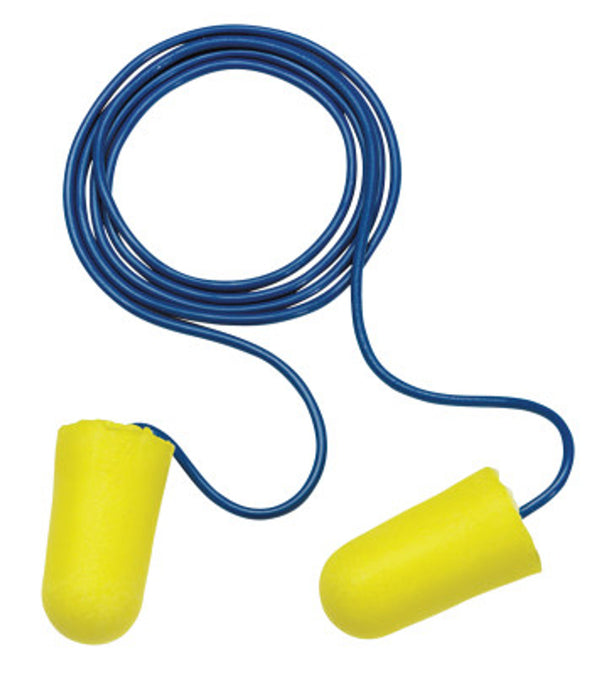 3M  TaperFit 2 Foam Earplugs, Polyurethane, Yellow, Corded, Regular - HardHatGear