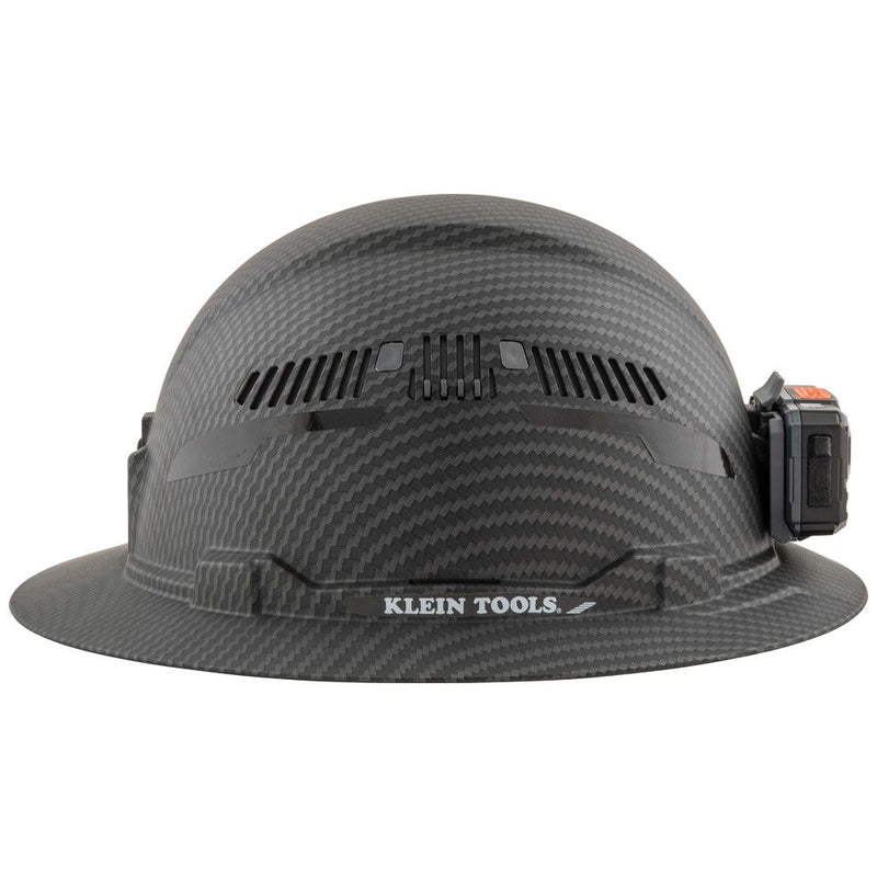 Klein Vented Full Brim Hard Hat, Premium KARBN™ Pattern, Class C, Lamp