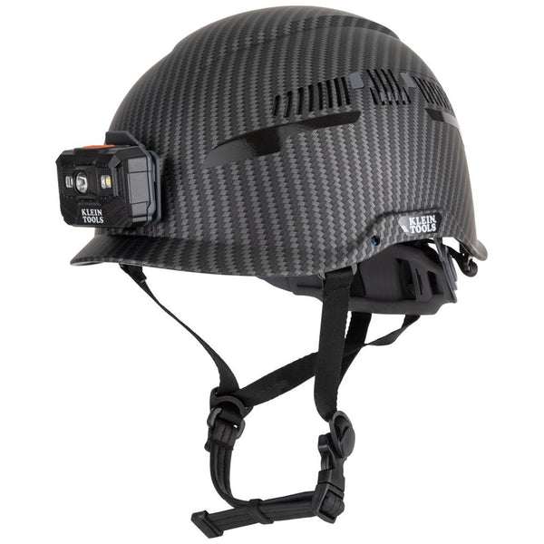 Klein Safety Helmet, Premium KARBN™ Pattern, Vented, Class C, Headlamp #60517 - HardHatGear