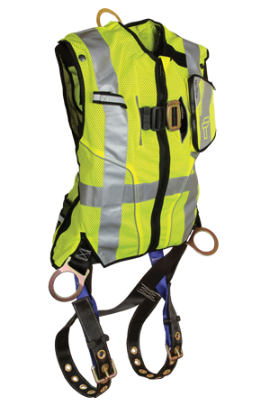 FallTech Hi-Vis Lime Class 2 Vest with 3D Standard Non-belted Full Body Harness #7018L - HardHatGear