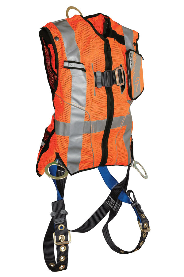 FallTech Hi-Vis Lime Class 2 Vest with 3D Standard Non-belted Full Body Harness #7018O