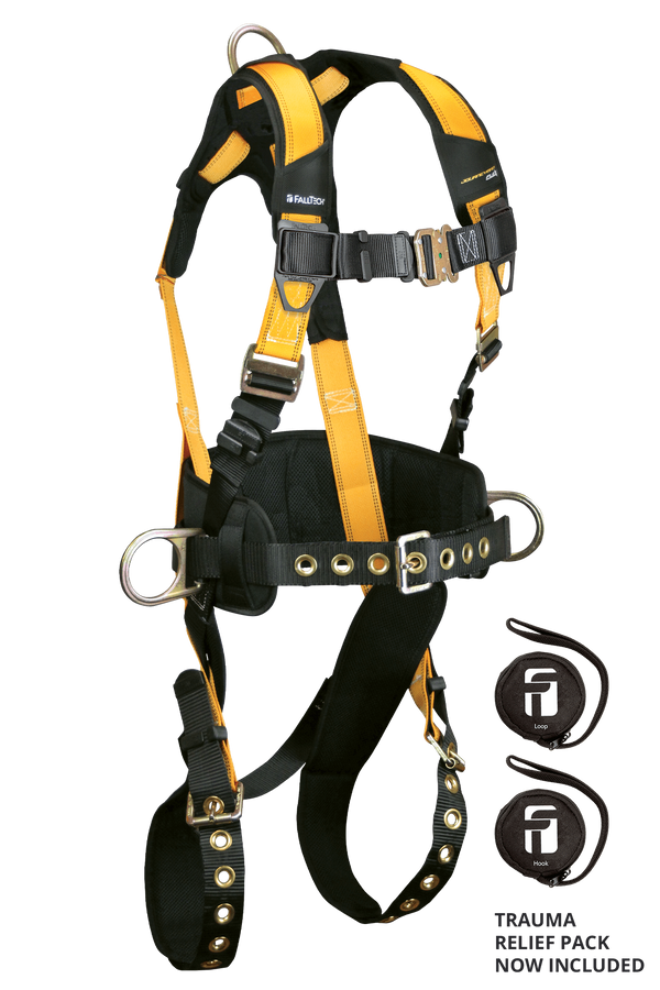 Falltech Journeyman Flex® Steel 3D Construction Belted Full Body Harness, Tongue Buckle Leg Adjustment #7035 - HardHatGear