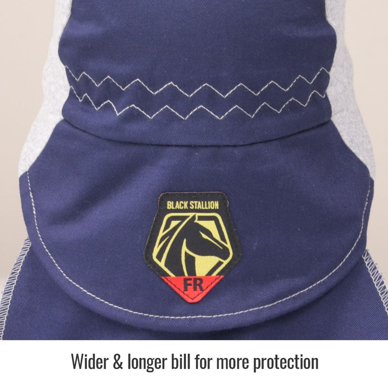 Black Stallion FR Cotton Welding Cap with Hidden Bill Extension - HardHatGear
