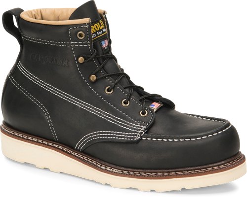 Carolina Men's 6" Black Moc Toe, Soft Toe Boot #CA7012- Discontinued