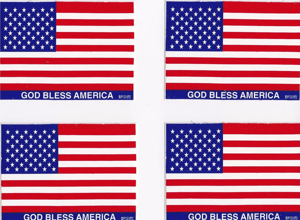 American Flag Hard Hat Sticker 4-Pack  - God Bless America - HardHatGear